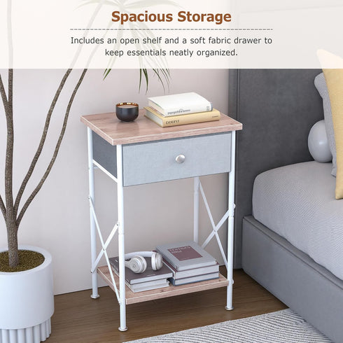 VECELO Night Stand, Small End Table for Small Spaces, Wood Side Table for Living Room, Bedside Table with Drawer