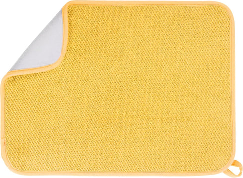 GeeRic Microfiber Dish Drying Mat - Super Absorbent Kitchen Pad, Reversible for Countertop, 12*16 inch Yellow