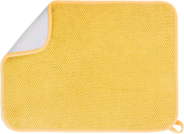 GeeRic Microfiber Dish Drying Mat - Super Absorbent Kitchen Pad, Reversible for Countertop, 12*16 inch Yellow