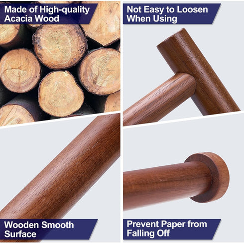 Wooden Paper Towel Holder for Kitchen,Adhesive Acacia Wood Paper Towel Holders Under Cabinet, Wall Mount Kitchen Paper