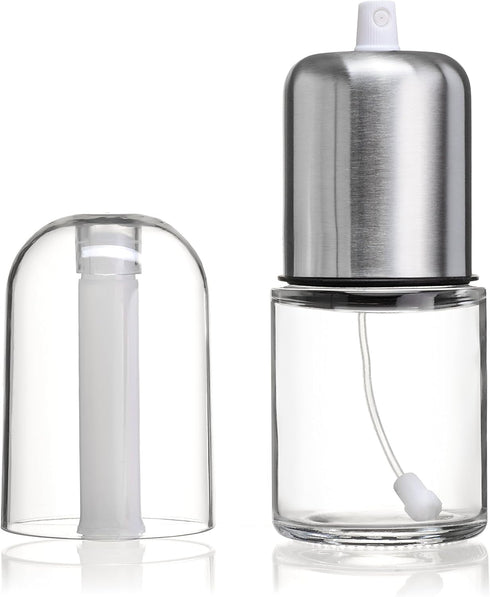 Olive Oil Sprayer and Oil Mister Elegant Glass Bottle with Clog-Free Filter & Leak Proof Top - Stainless Steel