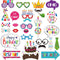 29 Pieces Birthday Photo Booth Props Kit for Kids Birthday Theme Table Centerpiece Craft Cutouts with Glue Dots