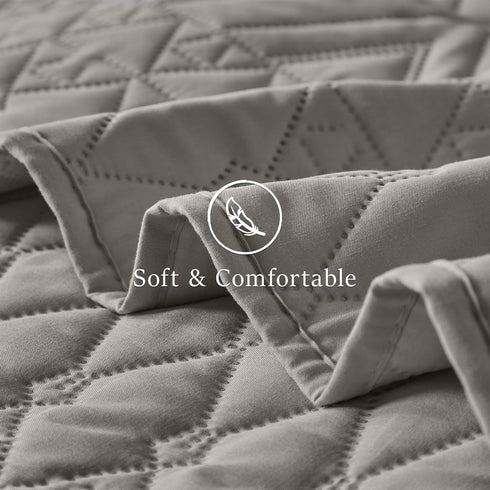 Set,Dark Set Seasons,3 Piece(1 Quilt,2 akkialla Full/Queen Size Quilt Bedding Grey Lightweight Microfiber Soft