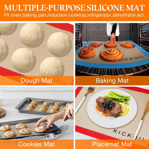 Silicone Baking Mats Small Quarter Sheet, BPA Free Cooking Essentials, Baking Sheets for Oven Cookies & Pizza