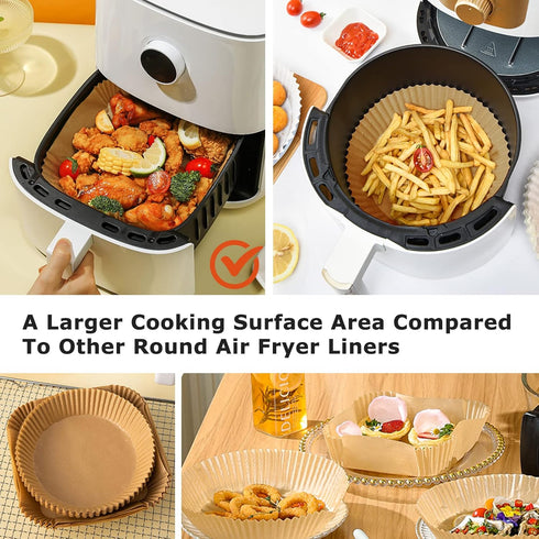 Palksky Air Fryer Paper Liners Disposable, 100Pcs Parchment Paper Square, Water-proof, Oil-proof, Non-stick for Airfryer