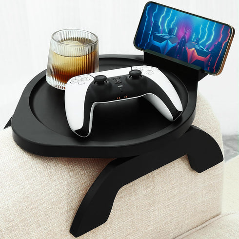 Couch Arm Table Tray, Sofa Clip on Tray Tables with 360 Phone