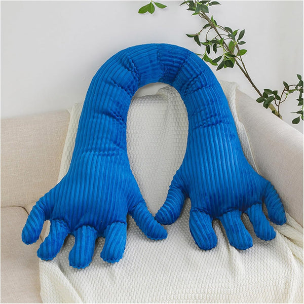 Cute Palm Pillow, Simulation Palm Plush Pillow, Soft Sofa Bed Pillow for Funny Bedroom Decoration (31.4in, Blue)