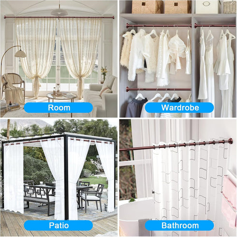 TEECK Shower Curtain Rod - 27-76 Inch Adjustable Spring Tension - Anti-Slip No Drilling for Bathroom
