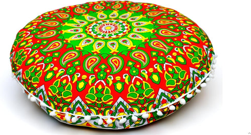 CRAFT KALA 22" Round Mandala Comfort Meditation Floor Pillow Cover, Large Pillows