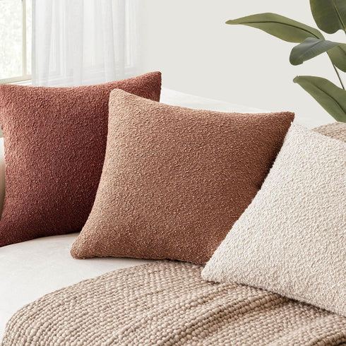 Cozy 22x22 Inch,1PC,Dusty Foindtower Decorative Textured Boucle Throw Pillow Covers Accent Solid Pillow Cases Neutral