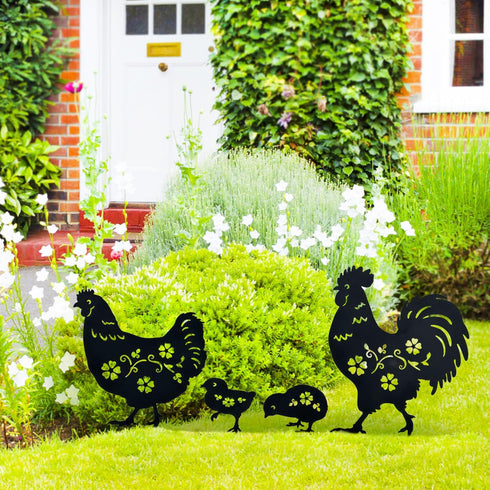 TIGGSY Chicken Metal Decorative Garden Stakes Chicken Gifts for Women/Men Chicken Lovers Gifts Silhouette Statues
