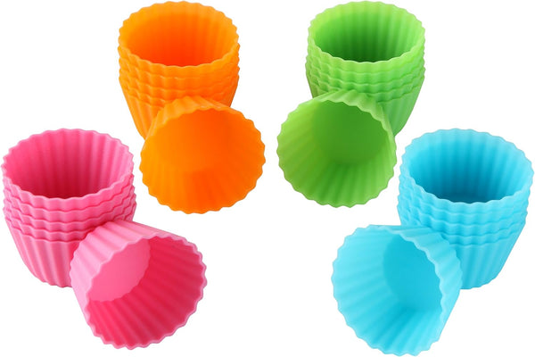 Bakerpan Silicone Mini Cupcake Holders, Mini Cupcake Liners, 24 Pack (Multi)