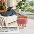 WBKATN Pink Storage Ottoman Foot Rest, Small Sherpa Ottoman with Storage, Cute Round Foot Stool, Modern Pouf Ottomans