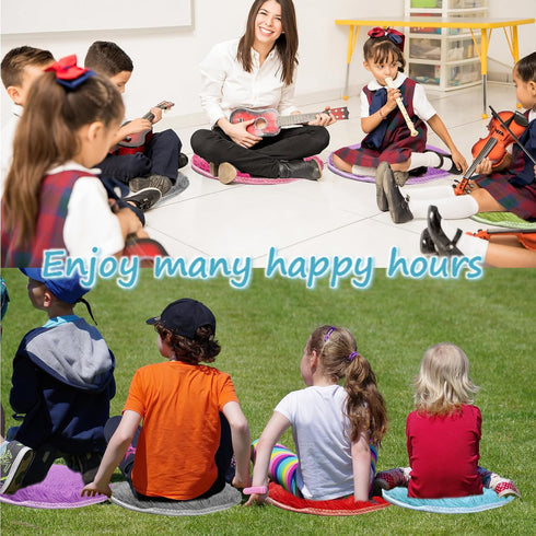 AMHSCOCA 12 16" (12) Pcs Kids Carpet Circle Seats Kids Classroom Rug Floor Cushions Round Soft Warm Floor Rug Mat