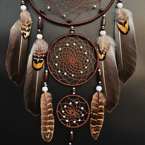 Urdeoms Large Brown Boho Dream Catchers for Bedroom Decor, Turquoise Hanging Ornament for Teen Dorm Room