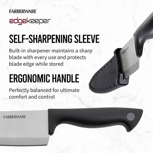 Farberware Edgekeeper 8-Inch Chef Knife - Self-Sharpening High Carbon-Stainless Steel Kitchen Knife