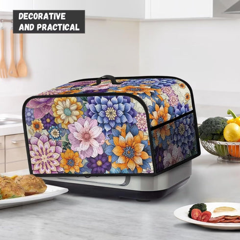 Hippie Flower Slow Cooker Crock Pot Cover Small Appliance Dust Cover Oval Crock Pot Cover with Handle Easy to Clean and Store for Home Kitchen Dining Room Decorations by CREAMIC