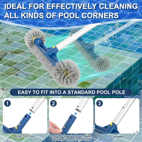 18 20 2 1 POOLAZA & Pool Brushes with Round Ends, Detachable Pool Brushes for Cleaning Pool Walls & Tiles, in Pool