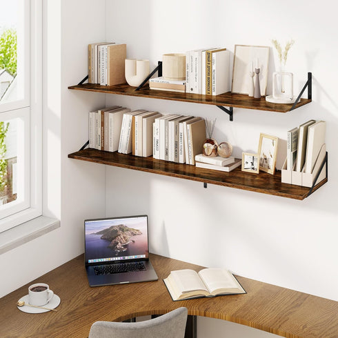 12 Inch Set 2, 16W 12D Fun Memories Floating Shelves for Wall, Deep Floating Shelves of x Large Wall Shelf with Sturdy