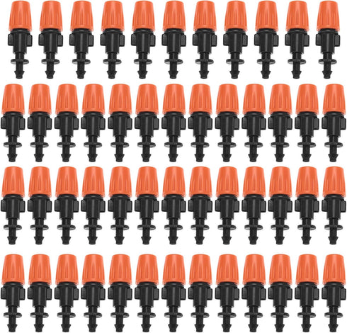 Zerone 50 Pcs Misting Nozzles for Drip Irrigation, Adjustable Atomizer Sprinkler Head Kits