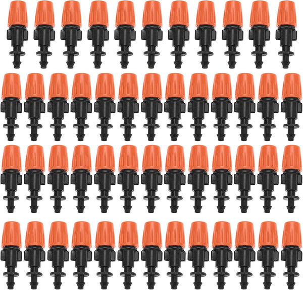 Zerone 50 Pcs Misting Nozzles for Drip Irrigation, Adjustable Atomizer Sprinkler Head Kits