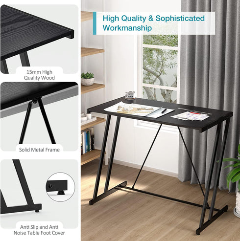 Mehoom Computer Desk: Modern Simple Design Study Desk for Home Office, Small Space, 35.4" Black Corner Desk