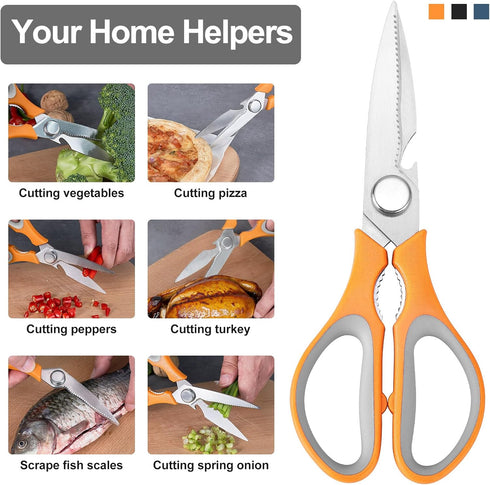 3-Pack Kitchen Shears Heavy Duty All Purpose Stainless Steel Scissors Dishwasher Safe Cooking for Meat, Chicken, Fish