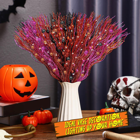 24 17 Inch Giegxin Pcs Christmas Artificial Glitter Berry Stem Ornament Fake Picks Branches Decorative Glitter Stick