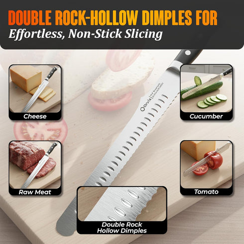 ORVIX 15.6 Inch Bread Knife Extra Long Serrated Knife for Homemade Sourdough Bread Ultra Sharp Stainless Steel Full