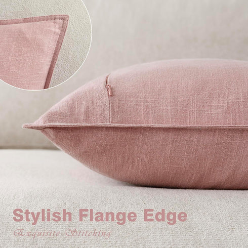 Pack 2, 26 26 Inch Foindtower of Decorative Linen Soild Throw Pillow Covers Soft Accent Cushion Euro Case Boho