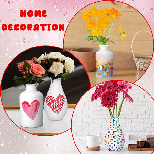 Singhoow 4 Set Mother's Day Paint Your Own Porcelain Paint Vase Art Project White Ceramic Painting Kit for Adults