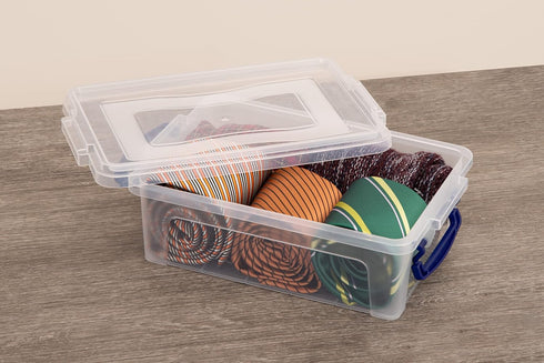 Superio Mini Storage Bins with Lids, Clear Plastic Containers, Stackable Totes, BPA Free, 1.25 Qt, 2 Pack