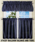 Ellis Curtain Stacey Sheer Balloon Valance, 60" x 15", Navy