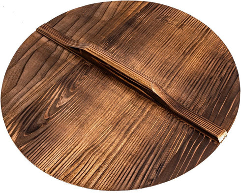 ZhenSanHuan Natural Wooden Wok Lid/Cover, Lightweight Handcrafted Kitchen Accessory, 36cm/14inch