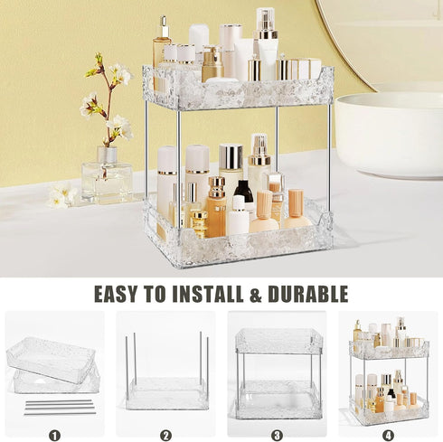 TENDER EPOCH 2-Tier Counter Countertop Bathroom Organizer Storage, Dresser Organizer Vanity Tray for Makeup, Perfume