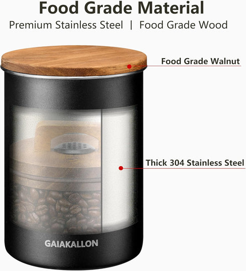 GAIAKALLON 16oz 46 fl.oz Vacuum Coffee Canister, Stainless Steel Airtight Canister for Coffee Beans, Coffee Bean