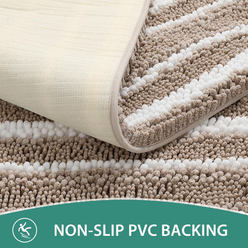 HOMEIDEAS 2 Piece Cationic-Dye Bathroom Rugs Sets, Chenille Extra Soft Absorbent Non-Slip Machine Washable Bath Mats