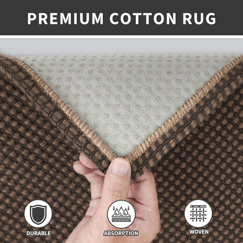 Boho 2x5 Ft Runner Rug, Washable Cotton Kitchen Runner with Rubber Backing for Hallways, Bedroom, Brown