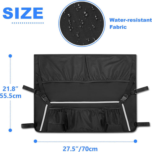 Collapsible Wagon Side Pocket with Reflective Strip, Folding Wagon Cart Storage Bag with Mesh Pouch for Umbrella