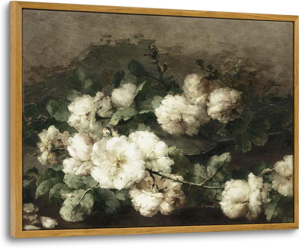 InSimSea Framed Canvas Wall Art, Vintage Flower Botanical Oil Painting Prints for Living Room, Bedroom, Office Decor,