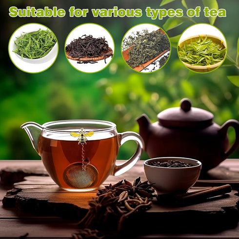 YOIYINI 2.1 inch 2PC) Stainless Steel Mesh Tea Infuser, Tea Ball with Honey Bee Pendant Tea Strainer Tea Diffuser Tea