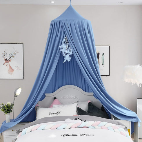 Fog Blue Kids Bed Canopy - Crib & Nursery Light-Blocking Hanging Canopy