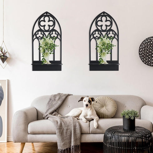 2 3) OYEFLY Pcs Gothic Sconces Wall Decor,Black Goth Decor Arched Church Wall (Style