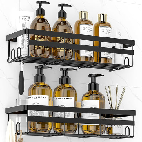 WOWBOX Shower Caddies 2 Pack, Adhesive Hanging Shelf, No Drilling Stainless Bathroom Organizers