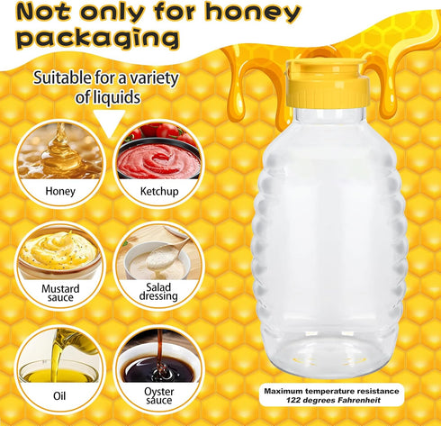 SkyJourney 24 Pack 16 oz,Refillable honey bottles squeeze Food Grade Honey Container,Bottles With Leak Proof Flip-Top