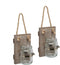Stonebriar Rustic White Wash Wooden Mason Jar Wall Sconce Set with Hanging Loop