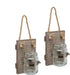Stonebriar Rustic White Wash Wooden Mason Jar Wall Sconce Set with Hanging Loop