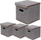 Storage Bin Set of 4, Linen Fabric Foldable Containers with Lid, Collapsible Organizer Boxes