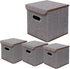 Storage Bin Set of 4, Linen Fabric Foldable Containers with Lid, Collapsible Organizer Boxes