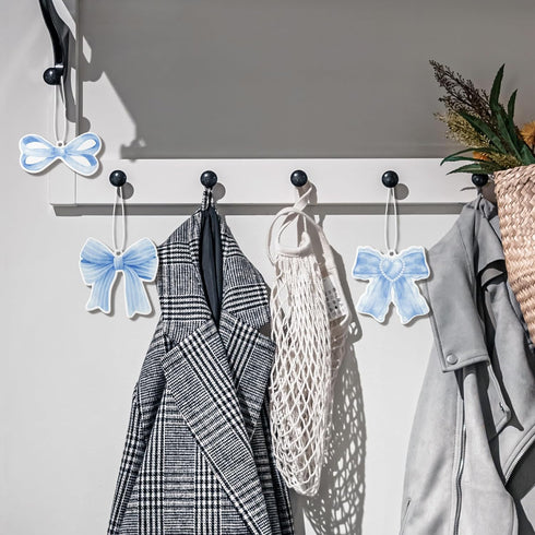 A1diee 12Pcs Set Blue Coquette Bow Air Freshener Hanging, Light Blue Aesthetic Diffuser Ornaments Refresh Air Fragrant